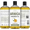 New Arnica Massage Oil for Massage Therapy - Big 16oz Bottle - Ideal for Professional or at-Home Body Massage. Soothing Natural Blend of Almond, Jojoba, Arnica & Vitamin E