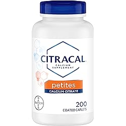 Citracal Petites, Highly Soluble, Easily Digested, 400 mg Calcium Citrate With 500 IU Vitamin D3, Bone Health Supplement for Adults, Relatively Small Easy-to-Swallow Caplets, 200 Count