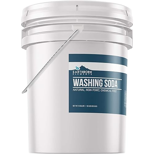 Washing Soda 5 Gallon 50 lbs by Earthborn Elements, Soda Ash, Sodium Carbonate, Laundry Booster, Non-Toxic, Hypoallergenic