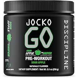 Jocko GO Pre Workout Sour Apple Sniper - Keto, Vitamin C, L Theanine, Caffeine, L Citrulline, Rhodiola, Sugar Free Nootropic Blend - Supports Muscle Pump, Endurance and Recovery - 30 Servings