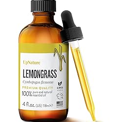 UpNature Lemongrass Essential Oil - 100% Natural & Pure , Undiluted, Premium Quality Aromatherapy Oil- Great for Relaxation, Reduce Stress, Improve Digestion & Relieve Nausea, 4oz