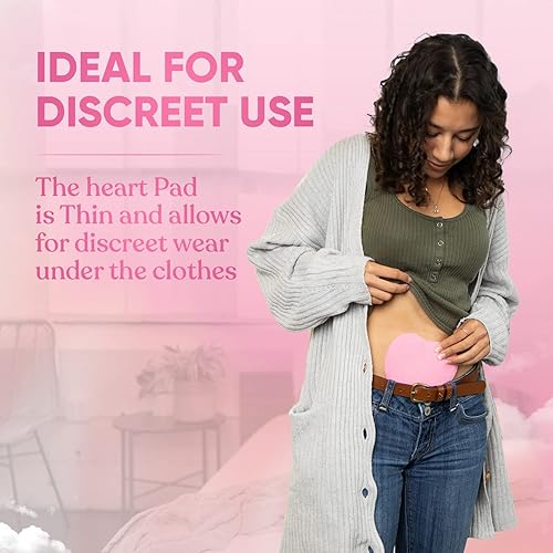 Love Ease Heart Shaped Microwavable Period Heating Pad for Cramps, Menstrual Pain Relief Abdominal Heat Patch, for Pain Relief Small Heart 6"x6"