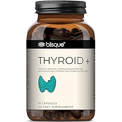 Blisque – Thyroid Support Supplement Complex for Healthy Metabolism and Increased Energy, Clarity, and Focus | Doctor-Approved | with Iodine, Ashwagandha, Zinc, L-Tyrosine | 90 Capsules