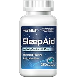 HealthA2Z Sleep Aid, Diphenhydramine HCl 50mg, 250 Softgels, Supports Deeper, Restful Sleeping, Non Habit-Forming
