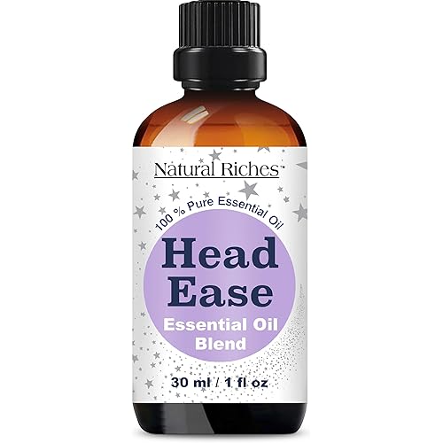 Natural Riches Essential Oil Blend for Head Ease Aromatherapy with Lavender, Peppermint, Rosemary, Wintergreen, Marjoram and Frankincense - 30ml