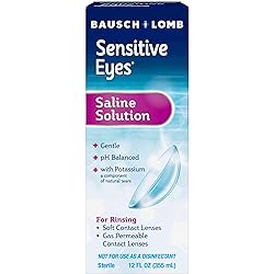 Sensitive Eyes Contact Lens Solution by Bausch & Lomb Saline Solution for Sensitive Eyes, Soft Contact & Gas Permeable Lenses, 12 Fl Oz