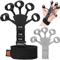 Hand Grip Strengthener - Adjustable Finger Exerciser and Finger Stretcher - Grip Strength Trainer for Hand Therapy, Rock Climbing - Relieve Pain for Arthritis, Carpal Tunnel