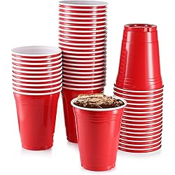 18 oz Red Plastic Cups, [50 Pack] Large Cups, Party Cup Disposable Cup Big Birthday Party Cups