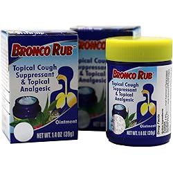 Broncolin Rub Topical Cough Suppressant and Analgesic, Assists with the Symptoms caused by Flu or Allergies, Helps Relieve Pain in Muscles and Joints, Ointment, 2-pack of 1.4 Oz, 2 Jars