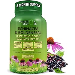 Echinacea Goldenseal Capsules - 10 in 1 Immune Support Supplement - 1455mg - Vegan Echinacea Capsules Supplement Made with Organic Whole Foods - Herbal Immune System Support - 2 Month Supply