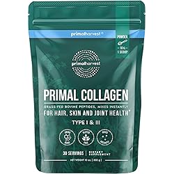 Collagen Powder for Women or Men by Primal Harvest - Primal Collagen Peptides Powder Type I & III, 10 Oz Collagen Protein Powder for Hair, Skin, Nail, Joint Support Colageno Hidrolizado en Polvo