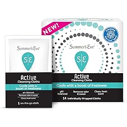 Summer's Eve Active Cooling Feminine Cleansing Cloths, MintEucalyptus, 14 Count Pack of 1