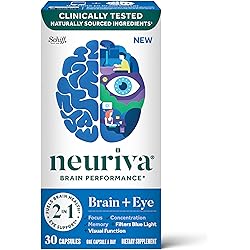 Lutein & Coffee Cherry – Neuriva Brain Eye Support Capsules 30 count in a box, With Vitamins A C E, Zinc, Zeaxanthin, Antioxidants, Filters Blue Light, Decaffeinated, Vegetarian, Gluten & GMO Free