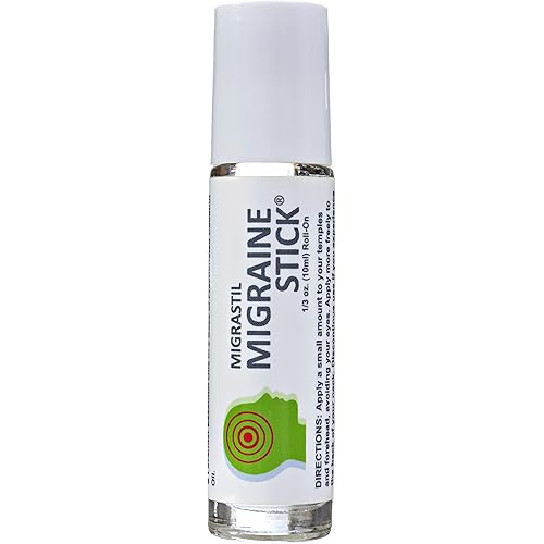 Migrastil Migraine Stick ® Headache Relief Rollon - Fast Cooling Relief for Migraine & Tension Headaches. Aromatherapy with Peppermint & Other Essential Oils. Metal Roller. Made in USA by Basic Vigor