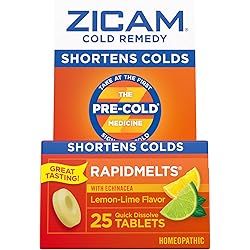 Zicam Cold Remedy Zinc Rapidmelts, Lemon-Lime with Echinacea, 25 Count Pack of 1
