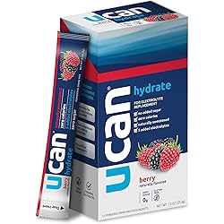 UCAN Hydrate Packets, Berry, 12 Count 1.27 Ounce, Keto, Sugar-Free Electrolyte Replacement for Men and Women, Non-GMO, Vegan, Gluten-Free, Great for Runners, Gym-Goers and High Performance Athletes