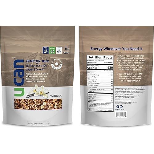 UCAN Unflavored Energy Powder, Chocolate Granola Energy, Vanilla Granola Energy Mix Bundle