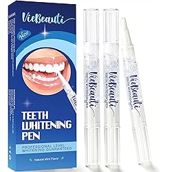 VieBeauti Teeth Whitening Pen3 Pcs, 30 Uses, Effective, Painless, No Sensitivity, Travel-Friendly, Easy to Use, Beautiful White Smile, Natural Mint Flavor
