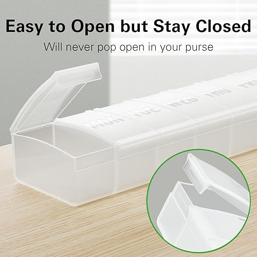 TookMag 2 Pack Extra Large Pill Organizer Weekly, Daily Pill Case 7 Day, Large Capacity Medicine Organizer for Pills Vitamin Fish Oil Supplements White