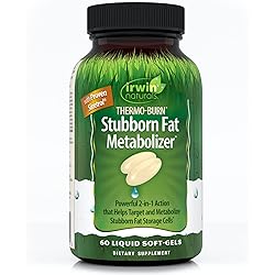 Irwin Naturals Thermo-Burn Stubborn Fat Metabolizer - 60 Liquid Soft-Gels - Combines Green Tea Extract EGCG, MCT Oil & Caffeine - 20 Servings