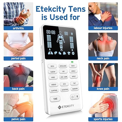 Etekcity TENS Unit Muscle Stimulator Machine with Replacement Pads for Pain Relief Multi-Modes, FSA HSA Approved Products, FDA Cleared 4 Channels Rechargeable Electric Pulse Massager