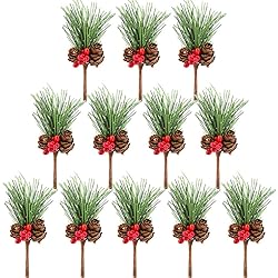 Riverbyland 3" Christmas Gift Wrapping Artificial Pine Branches 12 PCS