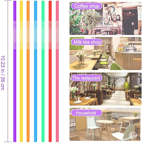 200 Pcs Individually Packaged Colorful Disposable Extra Long Flexible Plastic Drinking Straws.0.23'' diameter and 10.2" long