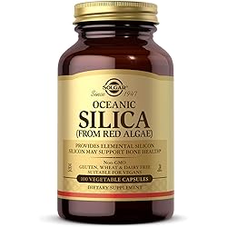 Solgar Oceanic Silica from Red Algae 25 mg, 100 Vegetable Capsules - Excellent Source of Calcium, Supports Bone Health - Non-GMO, Vegan, Gluten Free, Dairy Free, Kosher, 100 Count Pack of 1