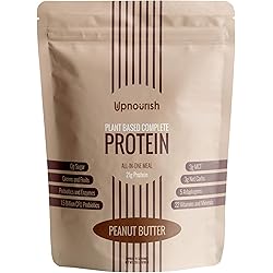 Vegan Meal Replacement Shake – Peanut Butter Superfood Plant Based Protein Powder with Greens, Fruits, Vitamins, Probiotics; Low Carb, Keto, Sugar, Lactose, Gluten, Dairy Free Protein Powder, 15 Servings
