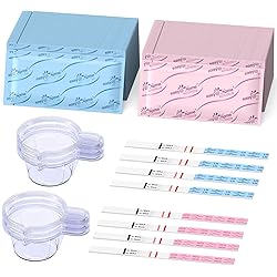 Ovulation & Pregnancy Test Strips Kit: Easy@Home 25 Ovulation Tests 10 Pregnancy Tests & 40 Large Urine Cups – Powered by Premom Ovulation APP | 25LH 10HCG 40 Urine Cups
