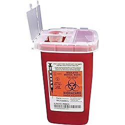 Unimed-Midwest 1 Quart Flip Top Sharps Container, 6.3" x 4.5" x 4.3", Red