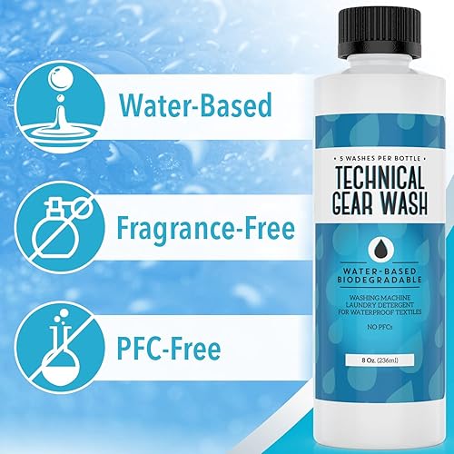 5 Loads] Concentrated Technical Gear Wash Performance Detergent for Renewed Clothing Appearance - Concentrated & Safe Jacket Detergent to Maintain DWR Gear - Water Repellent Wash for Clothing - USA Made - 8 oz