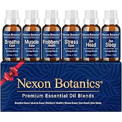 Essential Oils Blends Gift Set - Pure, Natural Essential Oils Kit for Humidifier, Diffuser, Aromatherapy - Mothers Day Gift - For Men Women - Nexon Botanics 6x10ml