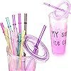 Dakoufish 13" Long Reusable Tritan Replacement Drinking Straws for 40 oz,30 oz & 24 oz Mason Jar,Tumblers, Set of 12 with Cleaning Brush 13inch,7color