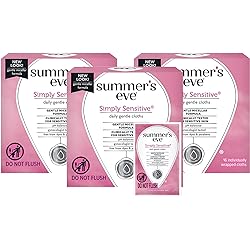 Summer’s Eve Simply Sensitive Daily Gentle Feminine Wipes, pH Balanced, 16 count, 3 Pack