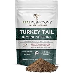 Real Mushrooms Turkey Tail Mushroom Extract Powder 45 Servings Turkey Tail Mushroom for Immune System Support & Overall Wellbeing - Organic, Vegan, Non-GMO Turkey Tail Mushroom Powder