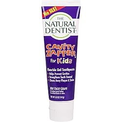 The Natural Dentist Cavity Zapper Fluoride Gel Toothpaste For Kids Daily Use, Not Yucky Grape Flavor, 5 Ounce Tube, Reduces Plaque, Helps Prevent Gingivitis and Cavities, No SLS, Sulfate Free