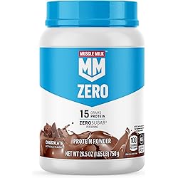 Muscle Milk Zero Protein Powder, Chocolate, 1.85 Pound, 25 Servings, 15g Protein, Zero Sugar, 100 Calories, Calcium, Vitamins A, C & D, NSF Certified for Sport, Energizing Snack, Packaging May Vary