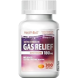 HealthA2Z Gas Relief 300 Counts | Simethicone 180mg Ultra Strength | Fast Gas Relief | Relieve Symptoms Naturally
