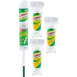 Libman Tornado Mop Plus Refills Kit – Twist Mop for Hardwood, Vinyl, Tile, and More. Easy Wringing Technology, Super Absorbent Head – Machine Washable. Mop and 3 Replacement Heads, Model Number: 1216