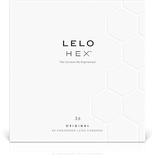 LELO HEX Original, Luxury Condoms with Unique Hexagonal Structure, Thin Yet Strong Latex Condom, Lubricated 36 Count 1pack White