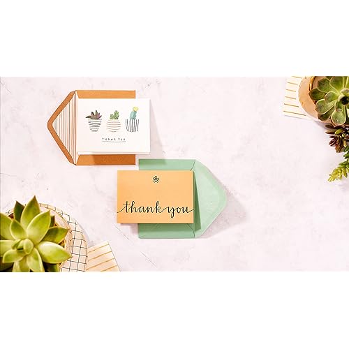 Papyrus Thank You Cards with Envelopes, Kraft with Flower 14-Count