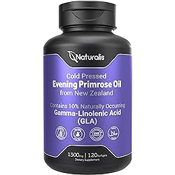 Naturalis Evening Primrose Oil 1300mg | 100% Natural from New Zealand | Non-GMO, Soy & Gluten Free, Zero Filler | 120 Softgels