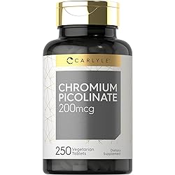 Chromium Picolinate 200mcg | 250 Tablets | Vegetarian, Non-GMO, Gluten Free | by Carlyle