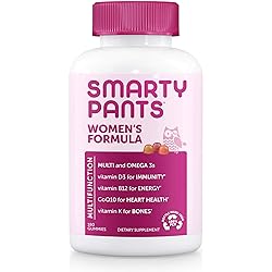 SmartyPants Women's Formula Gummy Vitamins: Gluten Free, Multivitamin, CoQ10, Folate Methylfolate, Vitamin K2, Vitamin D3, Biotin, B12, Omega 3 DHAEPA Fish Oil, 180 count 30 Day Supply