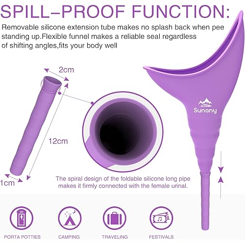Female Urination Device,Reusable Silicone Female Urinal Foolproof Women Pee Funnel Allows Women to Pee Standing Up,Women's Urinal with Drawstring Bags is The Perfect Companion for Travel and Outdoor