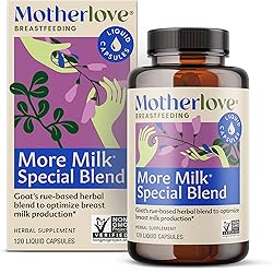 Motherlove More Milk Special Blend 120 Liquid caps Herbal Lactation Supplement w Goat’s Rue to Build Breast Tissue & Optimize Breast Milk Supply—Non-GMO, Organic Herbs, Vegan, Kosher, Soy-Free