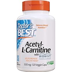 Doctor's Best Acetyl L-Carnitine, Help Boost Energy Production, Support MemoryFocus, Mood, Non-GMO, Vegan, Gluten Free, 120 Count Pack of 1 DRB-00152