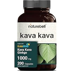 KavaMind Kava Kava Capsules, with Active Kavalactones, 2 in 1 Formula, 1000mg Kava Kava Plus 10mg Ginkgo Per Serving, 200 Capsules, Made with Noble Kava Kava Root Extract Piper Methysticum, Non-GMO