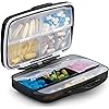 Travel Pill Organizer Large Portable Medication Organizer, Fullicon Oversize 8 Compartment Pill Box, Vitamin Travel Case Pill Holder - Airtight & Moistureproof Black